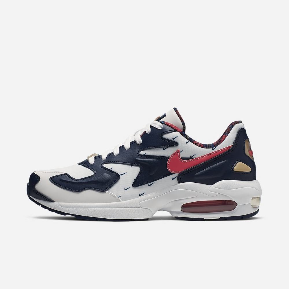 Sneakers Nike Air Max2 Light Blanche 9312-856 White/Midnight Navy/Metallic Gold/University Red Homme | AIQ-16659044